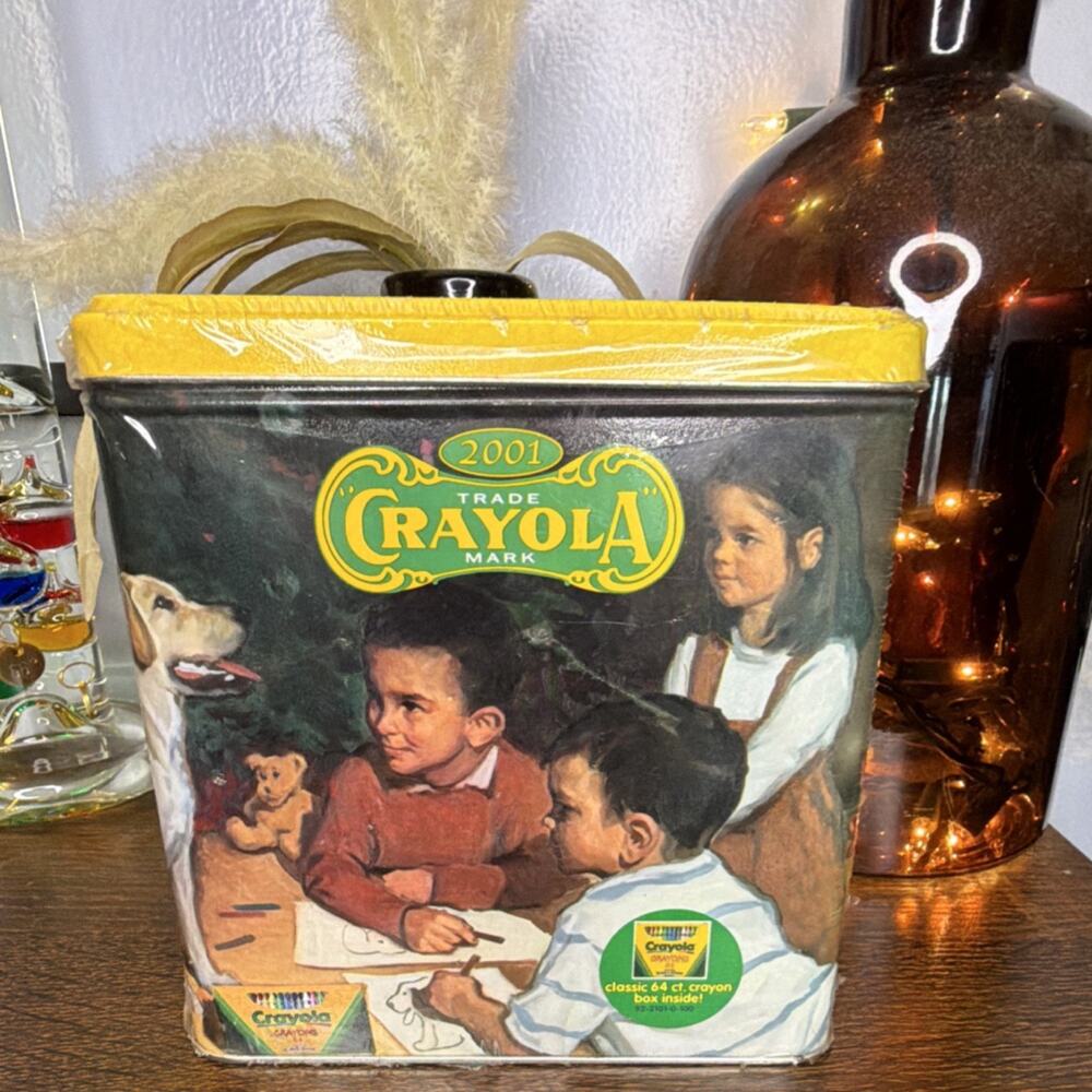 Crayola 2001 Collectible Crayon Tin Yellow Advertising Tin Multicolor - Picture 2 of 4